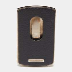 Ermenegildo Zegna Black Leather Hard Shell Business Card Holder