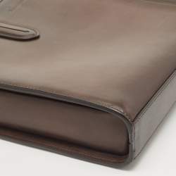 Pre Owned Ermenegildo Zegna Dark Brown Leather Zip Briefcase Bag