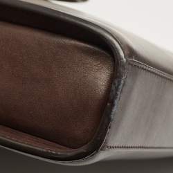 Pre Owned Ermenegildo Zegna Dark Brown Leather Zip Briefcase Bag