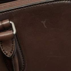 Pre Owned Ermenegildo Zegna Dark Brown Leather Zip Briefcase Bag