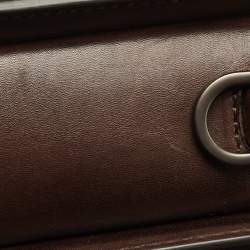 Pre Owned Ermenegildo Zegna Dark Brown Leather Zip Briefcase Bag