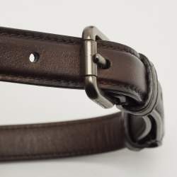 Pre Owned Ermenegildo Zegna Dark Brown Leather Zip Briefcase Bag