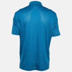 Pre Owned Ermenegildo Zegna Blue Pique Jersey Polo T-Shirt XL