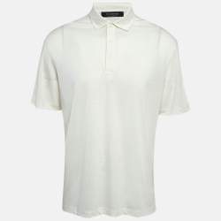 Ermenegildo Zegna Off-White Pique Jersey Polo T-Shirt L