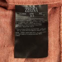 Pre Owned Ermenegildo Zegna Pink Linen Jersey Polo T-Shirt M
