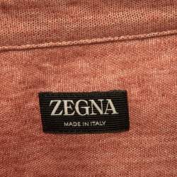 Pre Owned Ermenegildo Zegna Pink Linen Jersey Polo T-Shirt M