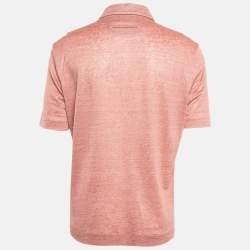Pre Owned Ermenegildo Zegna Pink Linen Jersey Polo T-Shirt M