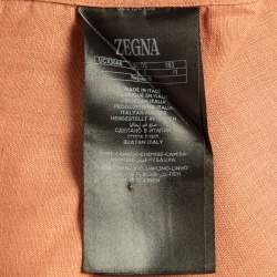 Pre Owned Ermenegildo Zegna Dust Pink Linen Short Sleeve Shirt L