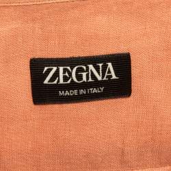 Pre Owned Ermenegildo Zegna Dust Pink Linen Short Sleeve Shirt L