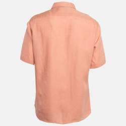 Pre Owned Ermenegildo Zegna Dust Pink Linen Short Sleeve Shirt L