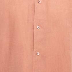 Pre Owned Ermenegildo Zegna Dust Pink Linen Short Sleeve Shirt L