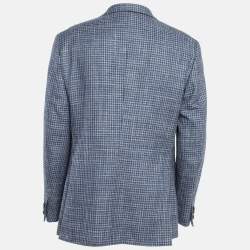 Pre Owned Ermenegildo Zegna Blue Checked Wool Blend Blazer XL