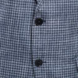 Pre Owned Ermenegildo Zegna Blue Checked Wool Blend Blazer XL