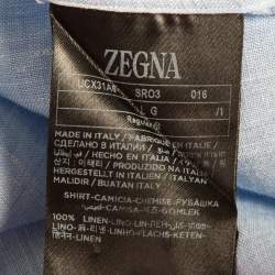 Ermenegildo Zegna Blue Linen Regular Fit Shirt L