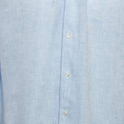 Ermenegildo Zegna Blue Linen Regular Fit Shirt L