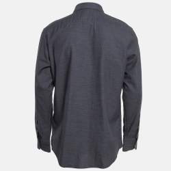 Ermenegildo Zegna Grey Cotton Long Sleeve Shirt L