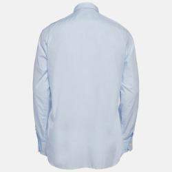 مملوكة مسبقًا Ermenegildo Zegna Plaid Cotton Blue Button Up Shirt L