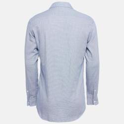 Pre Owned Ermenegildo Zegna Blue Patterned Cotton Button Down Shirt S