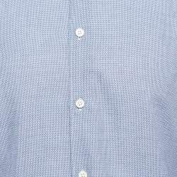 Pre Owned Ermenegildo Zegna Blue Patterned Cotton Button Down Shirt S