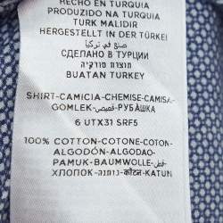 Pre Owned Ermenegildo Zegna Blue Patterned Cotton Button Down Shirt S