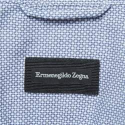 Pre Owned Ermenegildo Zegna Blue Patterned Cotton Button Down Shirt S