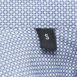 Pre Owned Ermenegildo Zegna Blue Patterned Cotton Button Down Shirt S