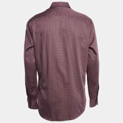 Ermenegildo Zegna Burgundy Printed Cotton Button Down Shirt L