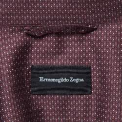 Ermenegildo Zegna Burgundy Printed Cotton Button Down Shirt L