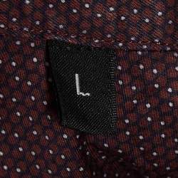 Ermenegildo Zegna Burgundy Printed Cotton Button Down Shirt L
