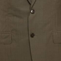 Ermenegildo Zegna Brown Stripe Pattern Wool Pants Suit L