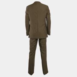 Ermenegildo Zegna Brown Stripe Pattern Wool Pants Suit L