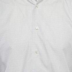 Pre Owned Ermenegildo Zegna White Checked Cotton Shirt L