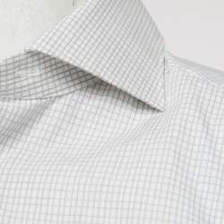 Pre Owned Ermenegildo Zegna White Checked Cotton Shirt L