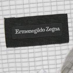 Pre Owned Ermenegildo Zegna White Checked Cotton Shirt L