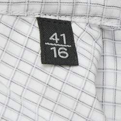 Pre Owned Ermenegildo Zegna White Checked Cotton Shirt L