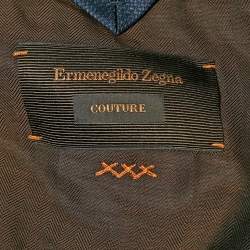 Pre Owned Ermenegildo Zegna Couture Navy Blue Jacquard Wool Blazer XL