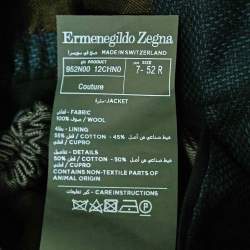 Pre Owned Ermenegildo Zegna Couture Navy Blue Jacquard Wool Blazer XL