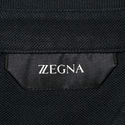 Pre Owned Ermenegildo Zegna Black Cotton Pique Polo T-Shirt XL