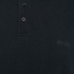 Pre Owned Ermenegildo Zegna Black Cotton Pique Polo T-Shirt XL