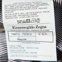 Ermenegildo Zegna Grey Wool & Silk Trofeo 600 Regular Fit Trousers XL