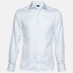 Ermenegildo Zegna White Pinstripe Cotton Shirt M