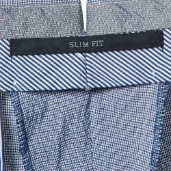 Ermenegildo Zegna Blue Houndstooth Cotton Slim Fit Pants M