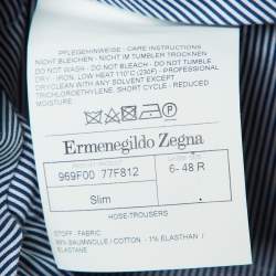 Ermenegildo Zegna Blue Houndstooth Cotton Slim Fit Pants M