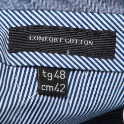 Ermenegildo Zegna Blue Houndstooth Cotton Slim Fit Pants M