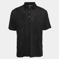 Ermenegildo Zegna Black Wool Pique Polo T-Shirt XL