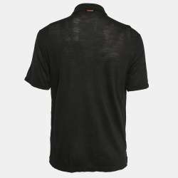 Ermenegildo Zegna Black Wool Pique Polo T-Shirt XL