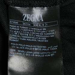 Ermenegildo Zegna Black Wool Pique Polo T-Shirt XL