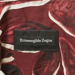 Pre Owned Ermenegildo Zegna Red Floral Print Cotton Short Sleeve Shirt L