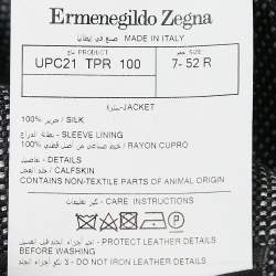 Ermenegildo Zegna Black Patterned Silk Single Breasted Blazer XL