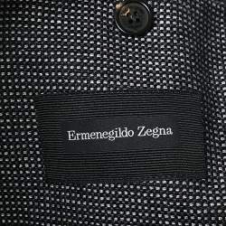 Ermenegildo Zegna Black Patterned Silk Single Breasted Blazer XL